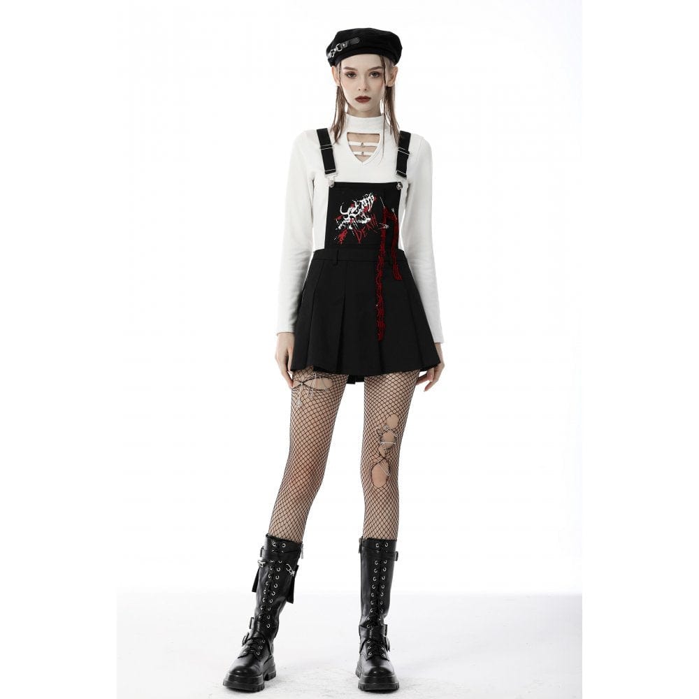 Darkinlove Women's Punk Devil Blood Suspender Skirt