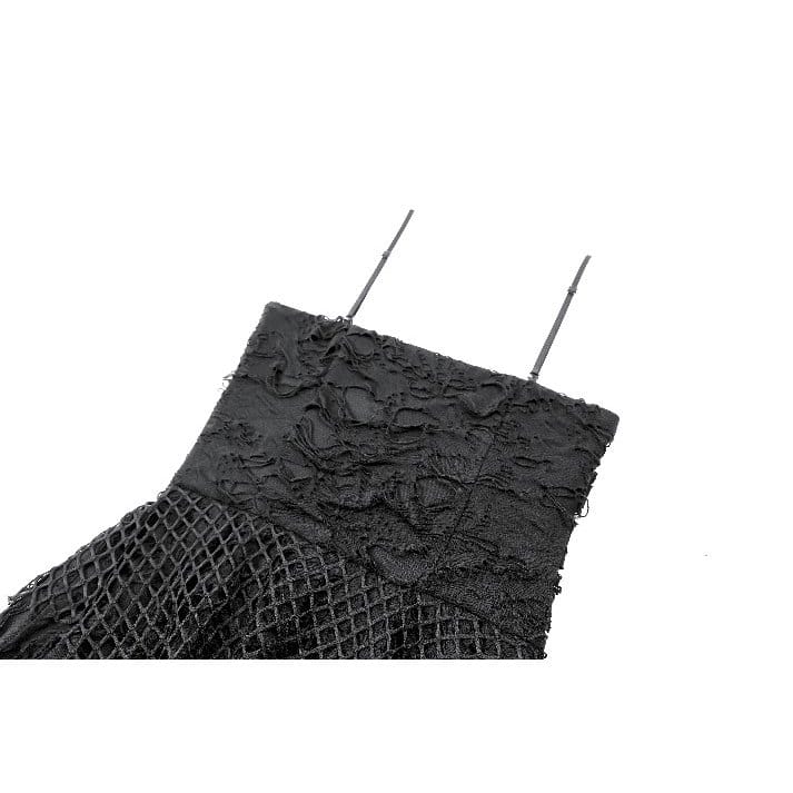 Darkinlove Women's Punk Distressed Chain Zipper Slip Dress