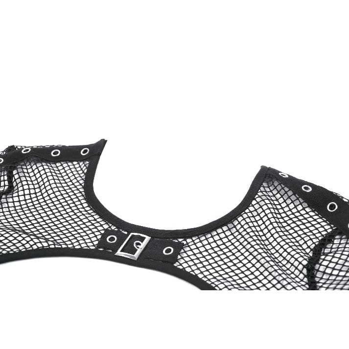 Darkinlove Women's Punk Eyelet Cutout Mesh Cape
