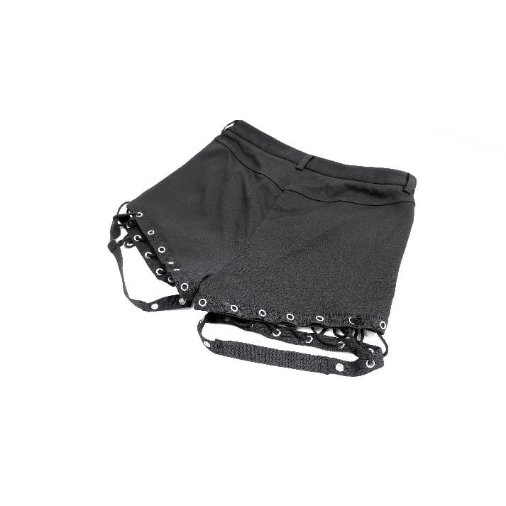 Darkinlove Women's Punk Eyelet Lace-up Cutout Shorts