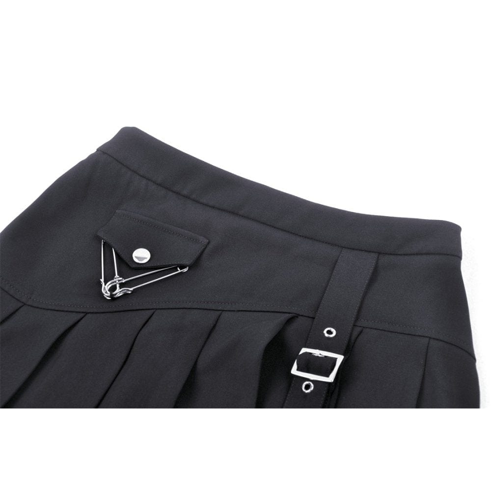 Darkinlove Women's Punk Irregular Buckle Pleated Bustier