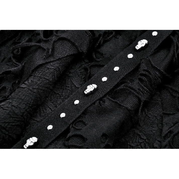 Darkinlove Women's Punk Irregular Ripped Strap Skirt