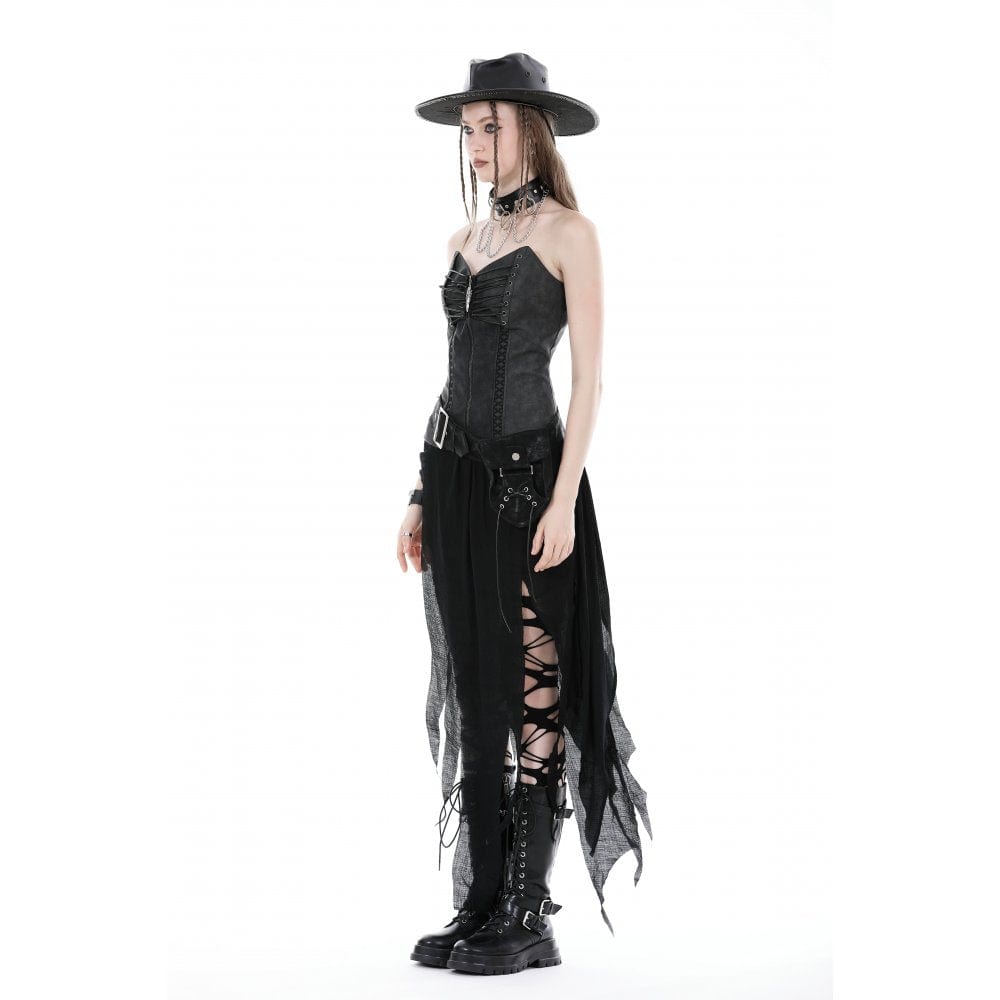 Darkinlove Women's Punk Irregular Ruched Skirt