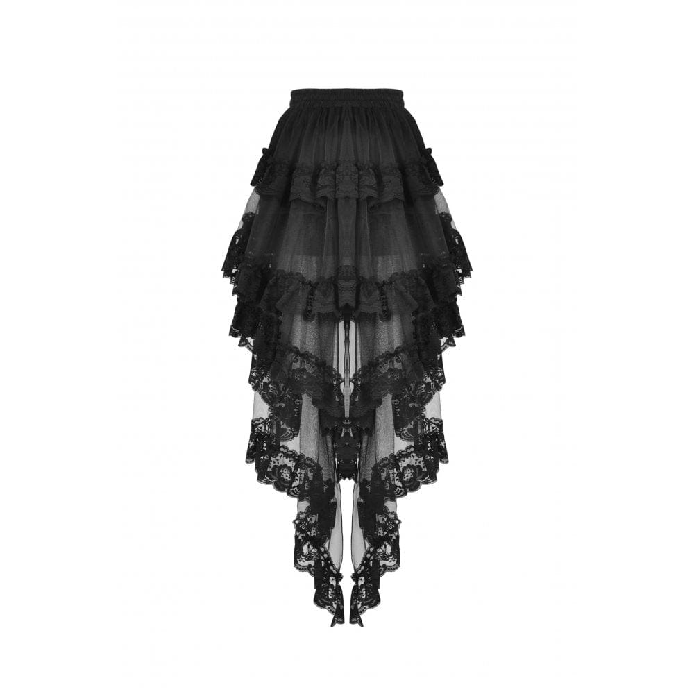 Darkinlove Women's Punk Irregular Ruffled Lace Skirt