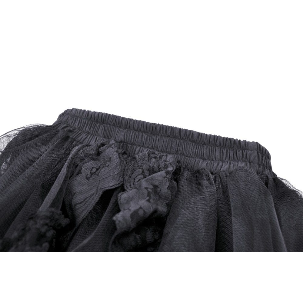 Darkinlove Women's Punk Irregular Ruffled Lace Skirt
