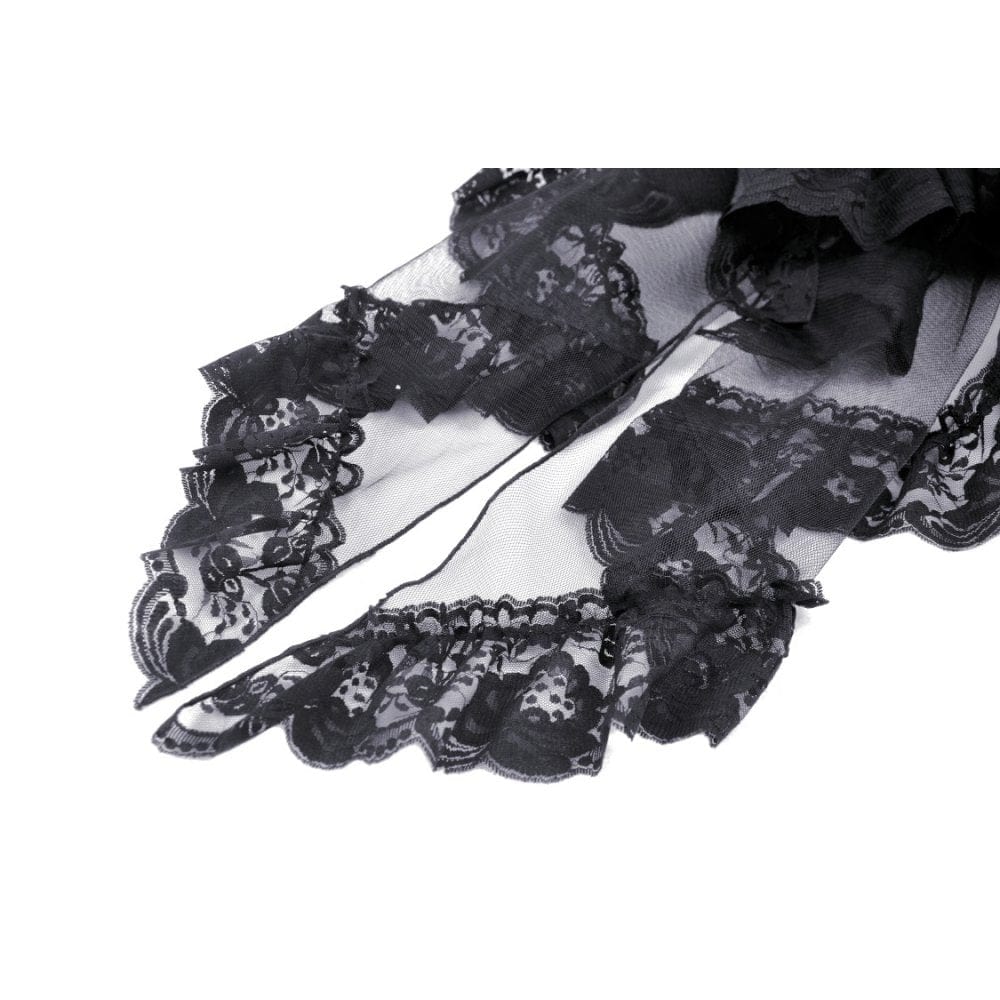 Darkinlove Women's Punk Irregular Ruffled Lace Skirt