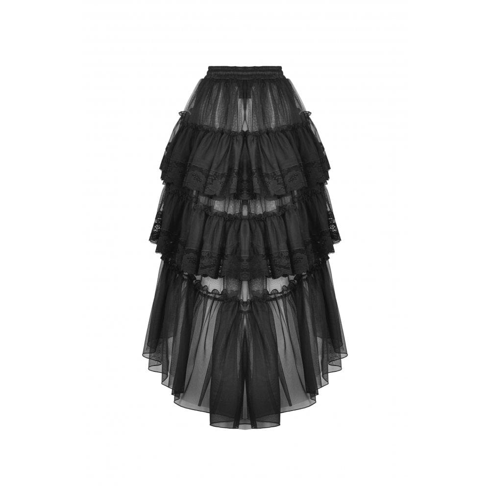 Darkinlove Women's Punk Irregular Ruffled Layered Mesh Skirt