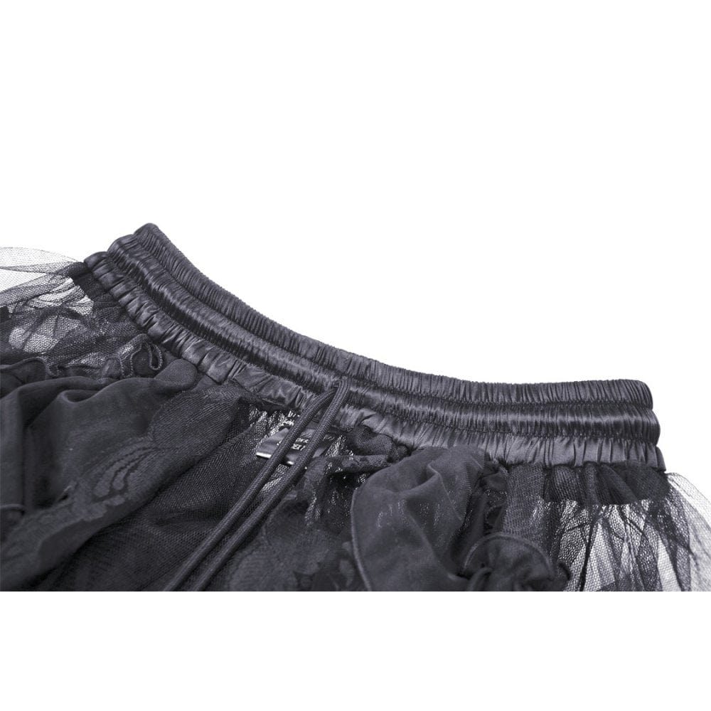 Darkinlove Women's Punk Irregular Ruffled Layered Mesh Skirt