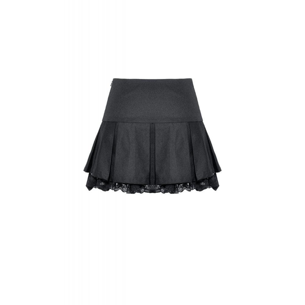 Darkinlove Women's Punk Lace Splice Pleated Skirt