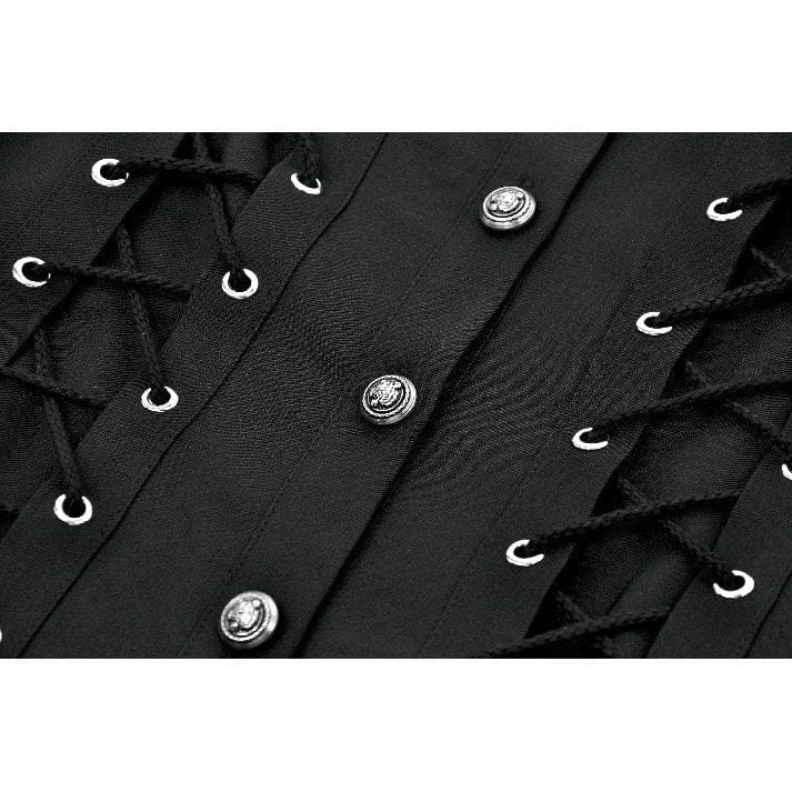 Darkinlove Women's Punk Lace-up Eyelets Turn-down Collar Shirt