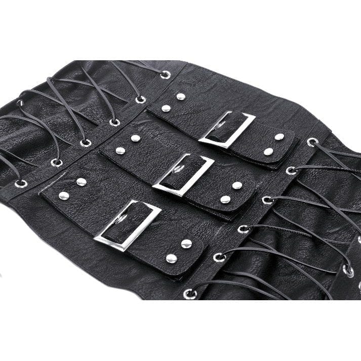 Darkinlove Women's Punk Lace-up Faux Leather Underbust Corset