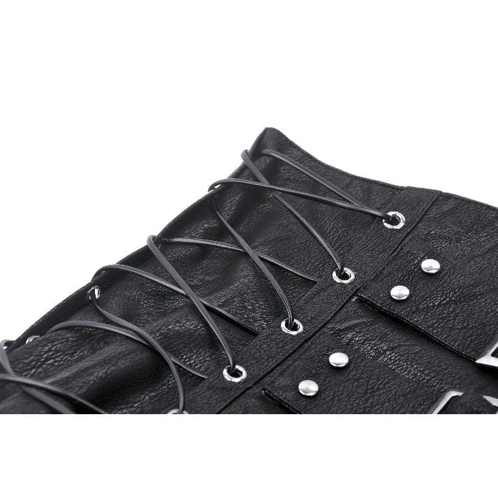 Darkinlove Women's Punk Lace-up Faux Leather Underbust Corset