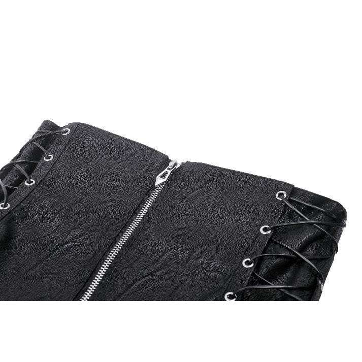 Darkinlove Women's Punk Lace-up Faux Leather Underbust Corset
