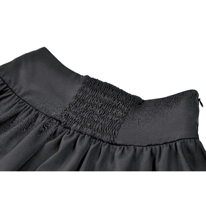 Darkinlove Women's Punk Lace-up Floral Lace Patchwork Evil Eye Tentacle Applique Mini Skirt