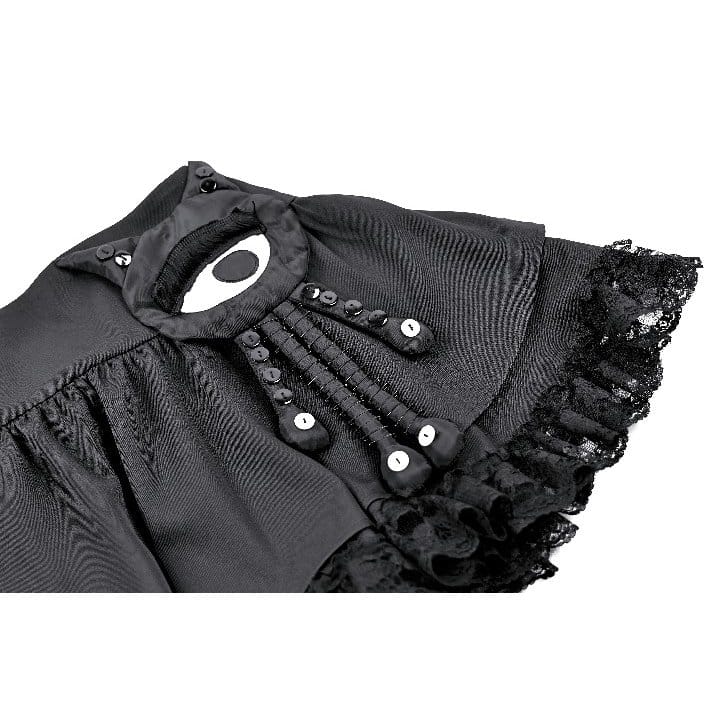 Darkinlove Women's Punk Lace-up Floral Lace Patchwork Evil Eye Tentacle Applique Mini Skirt