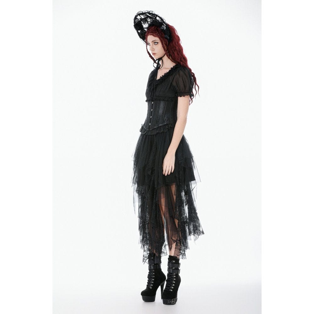 Darkinlove Women's Punk Lace-up Solid Color Underbust Corset