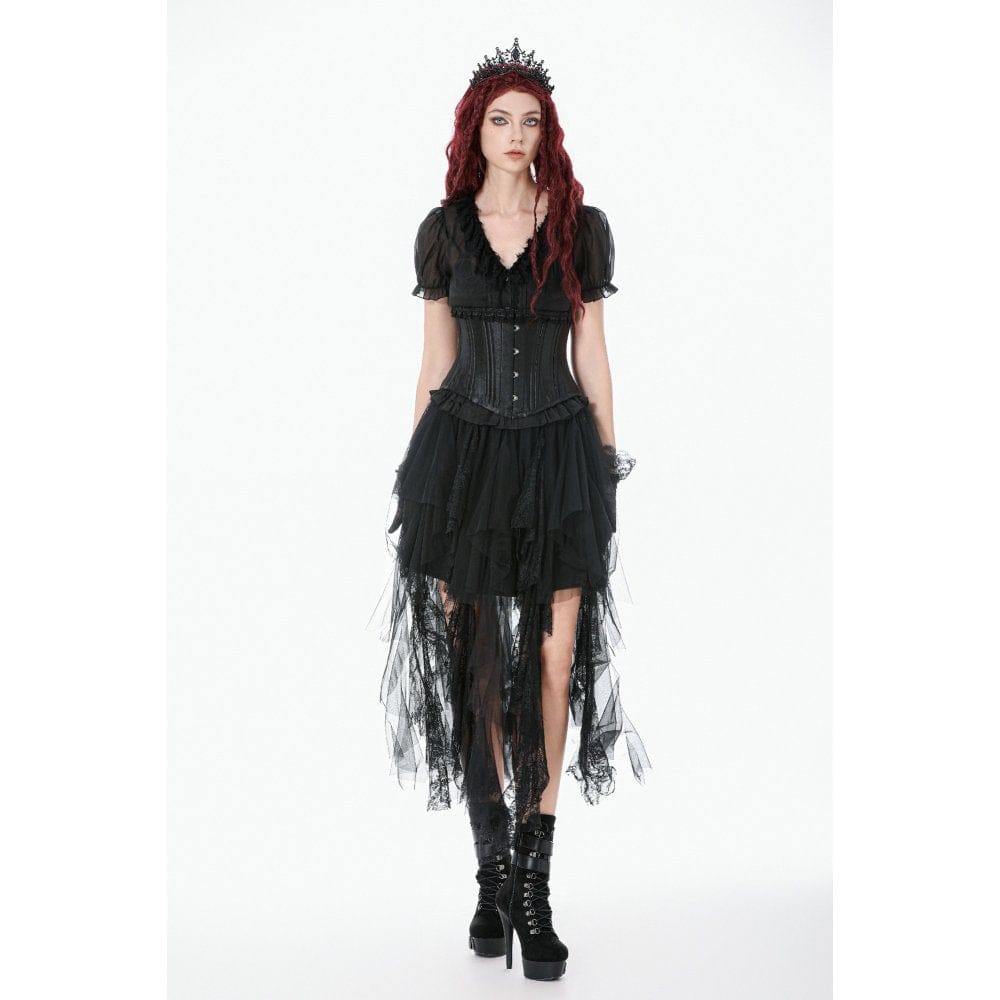 Darkinlove Women's Punk Lace-up Solid Color Underbust Corset