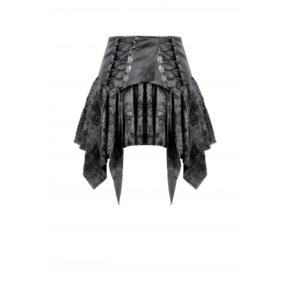 Darkinlove Women's Punk Lacing-up Ripped Short Skirt