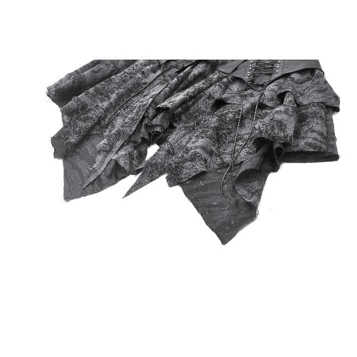 Darkinlove Women's Punk Lacing-up Ripped Short Skirt