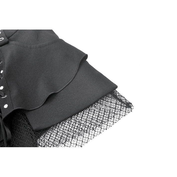 Darkinlove Women's Punk Lacing-up Shorts with Removable Zipper Leg Warmers