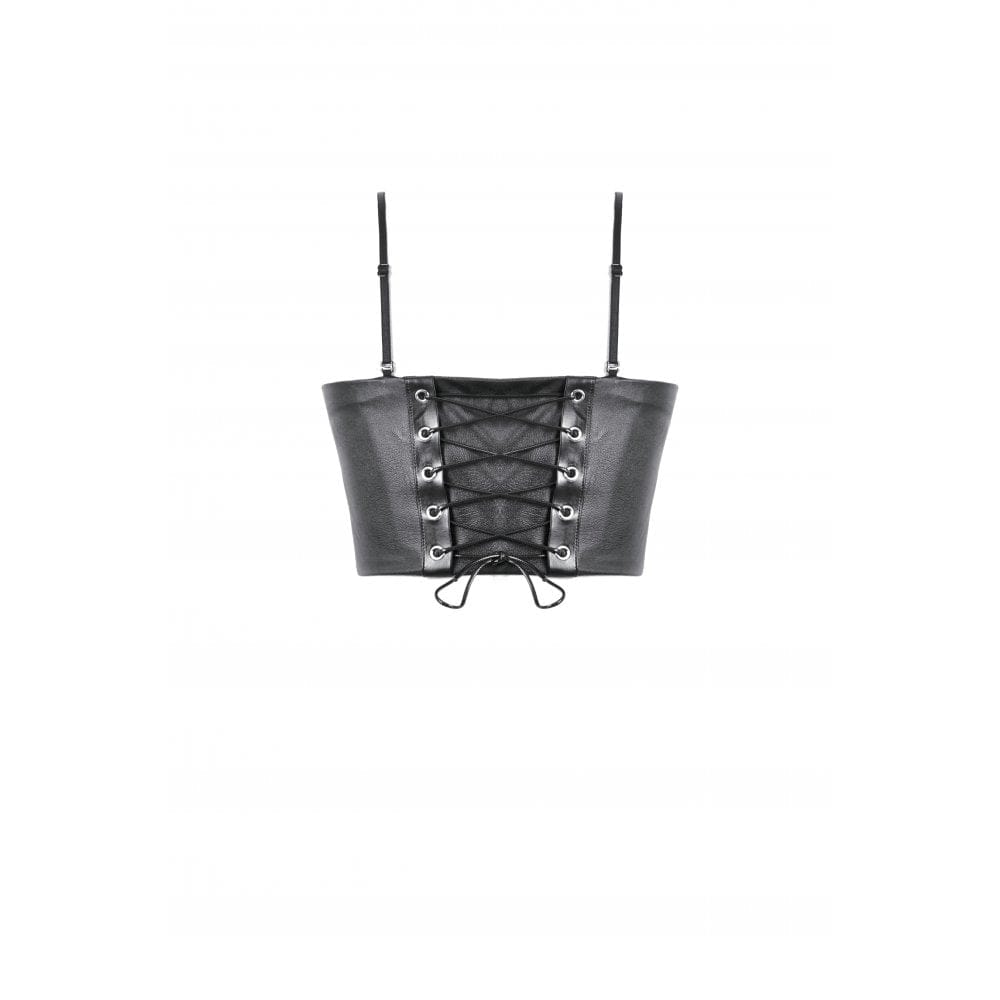 Darkinlove Women's Punk Lacing-up Straps Faux Leather Bustier