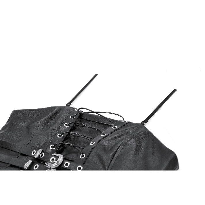 Darkinlove Women's Punk Lacing-up Straps Faux Leather Bustier