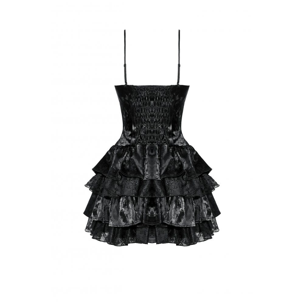 Darkinlove Women's Punk Layered Ruffled Party Slip Dress