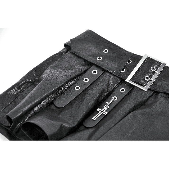 Darkinlove Women's Punk Low-Waist Shorts with Asymmetric Pleated Belt