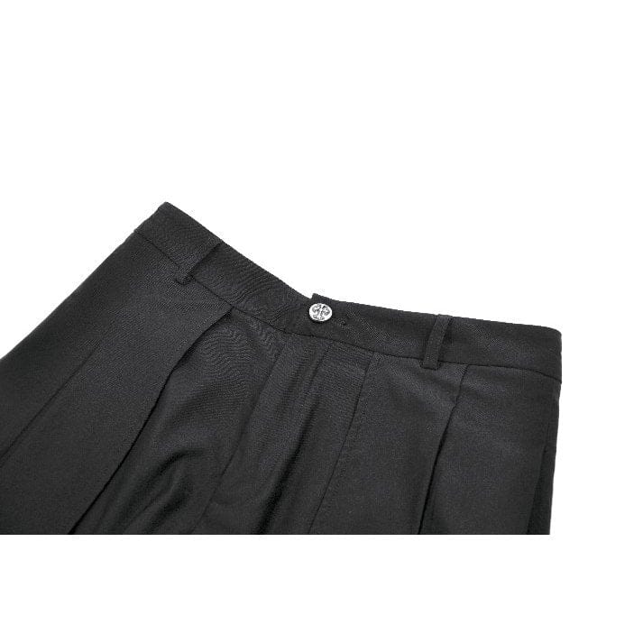 Darkinlove Women's Punk Mesh Pleated Shorts with Leg Harness