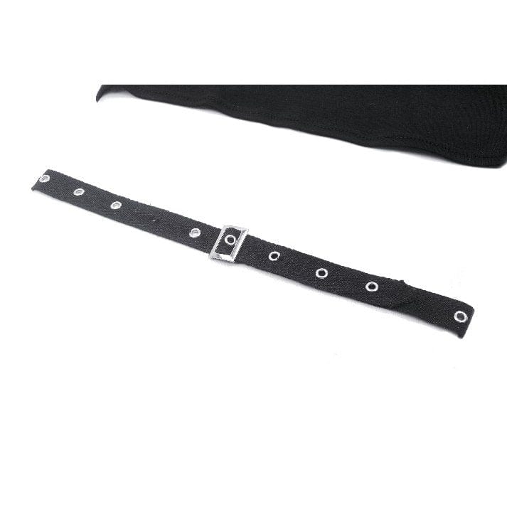 Darkinlove Women's Punk Mesh Splice Strap Crop Top