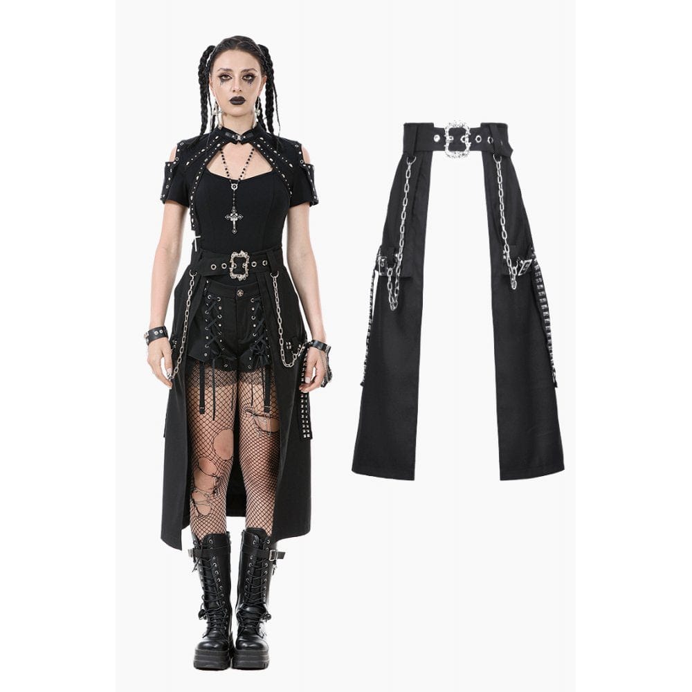 Darkinlove Women's Punk Metal Chain Belt with Straps