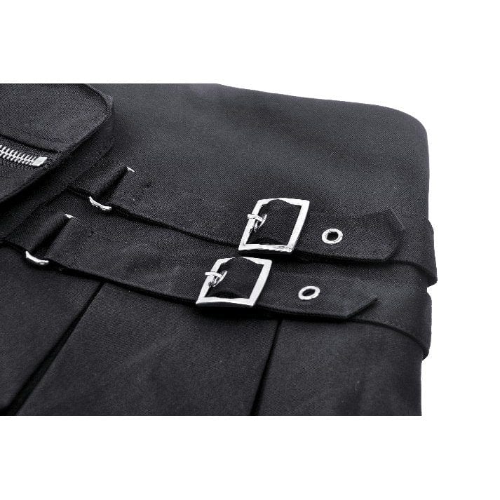 Darkinlove Women's Punk Multi-pockets Pleated Skirt