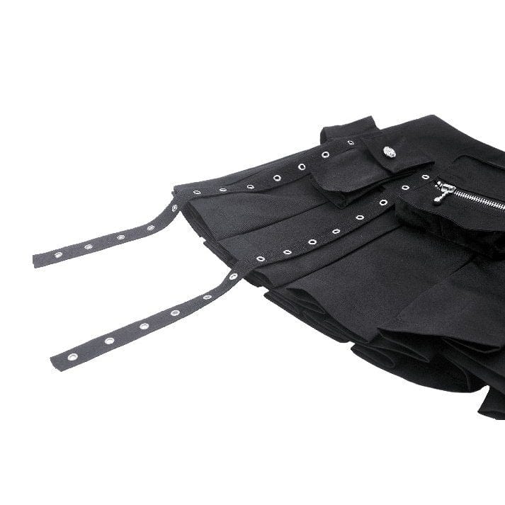 Darkinlove Women's Punk Multi-pockets Pleated Skirt