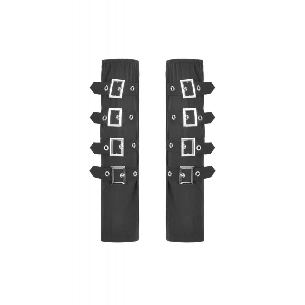 Darkinlove Women's Punk Multilayer Buckle Straps Fingerless Gloves