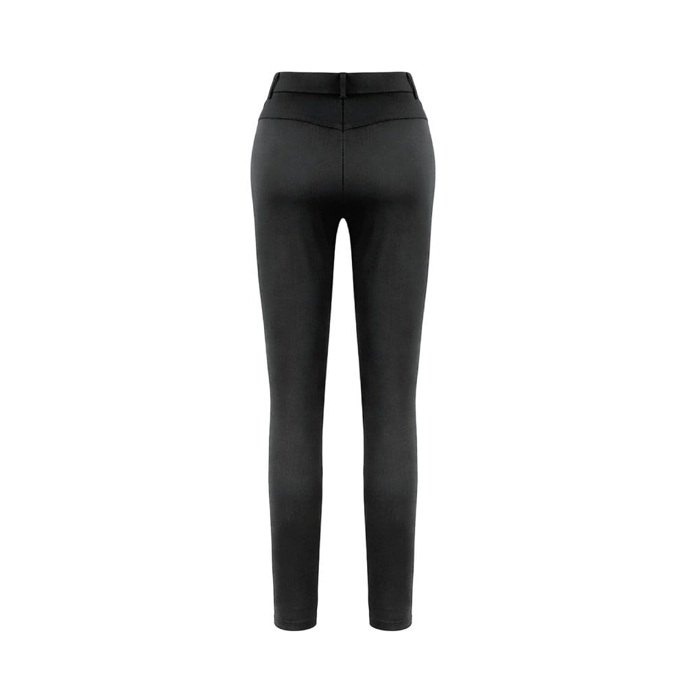 Darkinlove Women's Punk Multilayer Buckle Straps Lace-up Pants