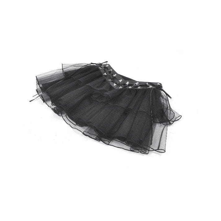 Darkinlove Women's Punk Multilayered Mesh Short Skirt