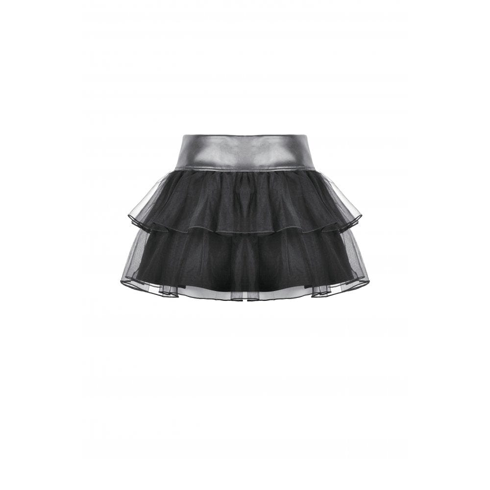 Darkinlove Women's Punk Multilayered Mesh Short Skirt