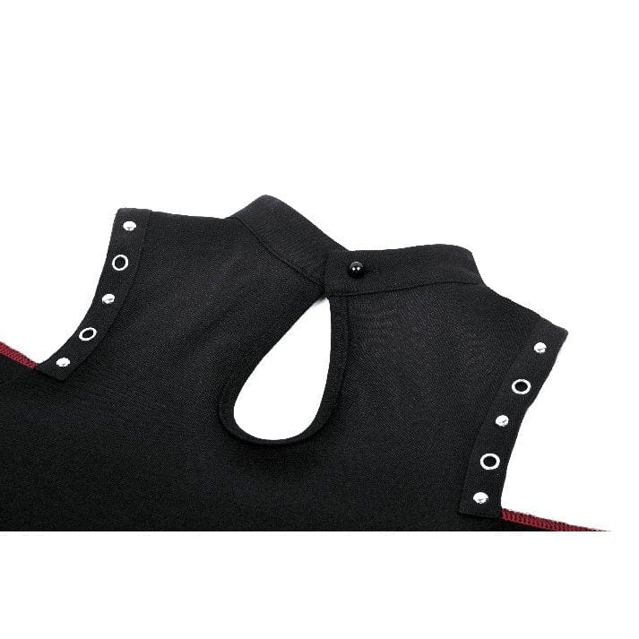 Darkinlove Women's Punk Off-the-Shoulder Eyelet Strap Crop Top