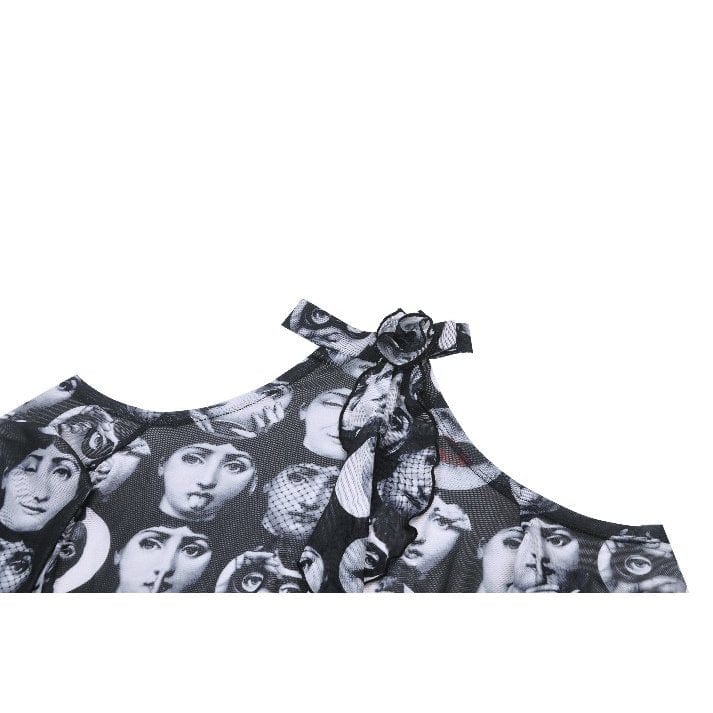 Darkinlove Women's Punk Off-the-Shoulder Ruffled Blouse