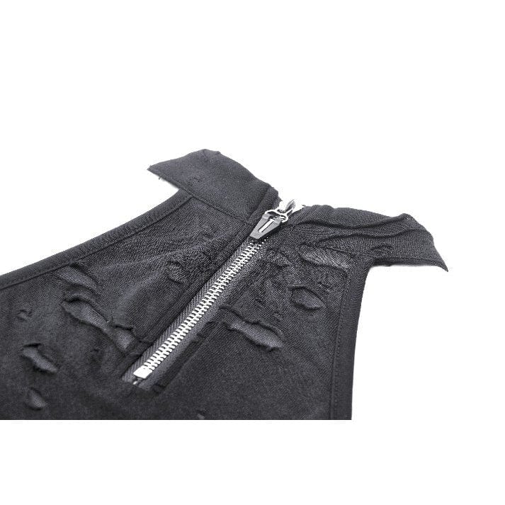 Darkinlove Women's Punk Ripped Halterneck Vest