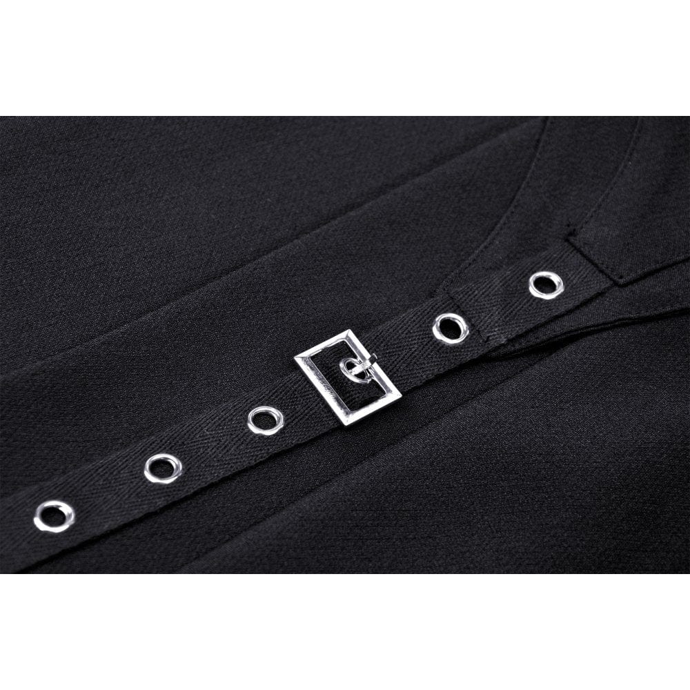 Darkinlove Women's Punk Rock Asymmetric Short Pleated Skirt