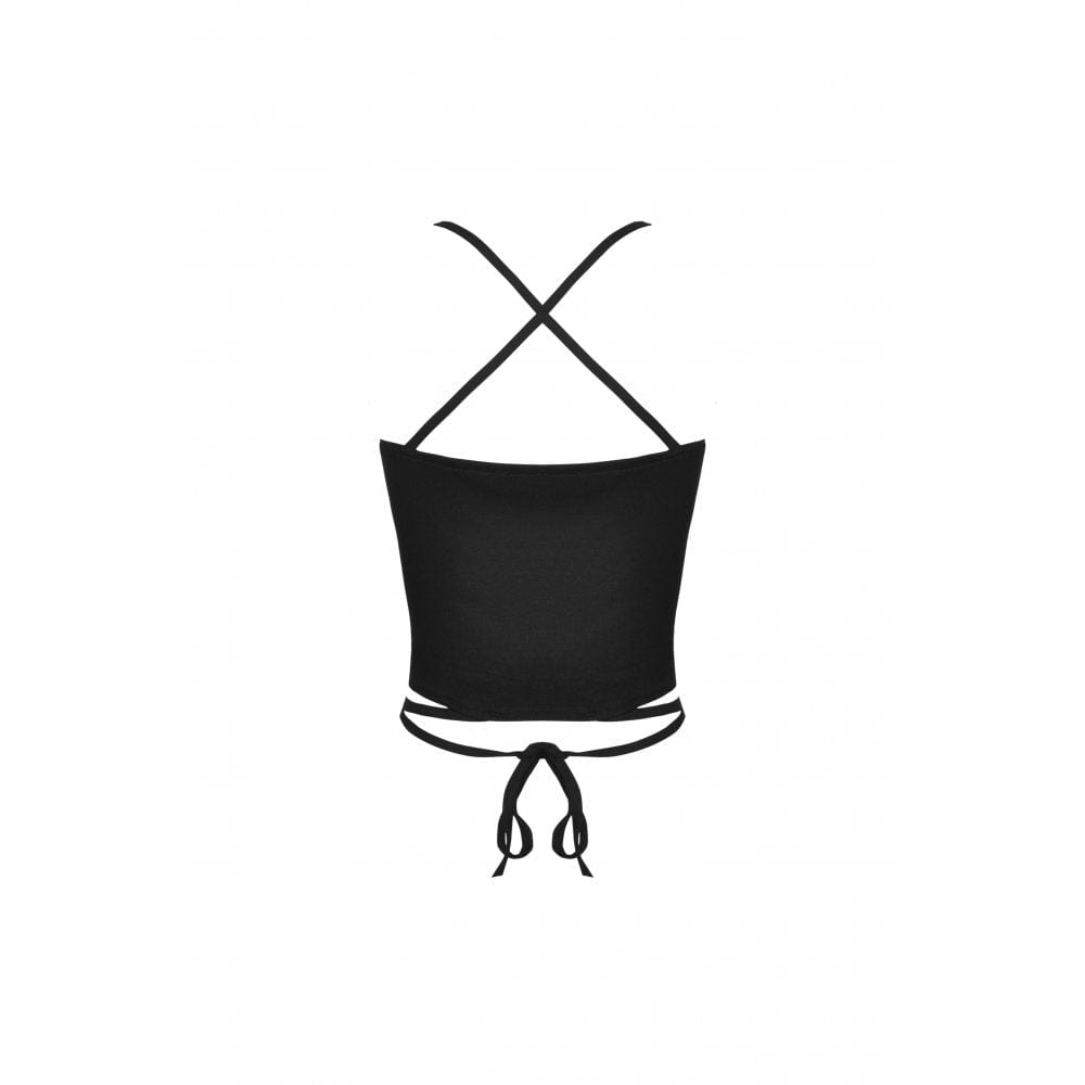 Darkinlove Women's Punk Rock Ripped Halterneck Tank Top