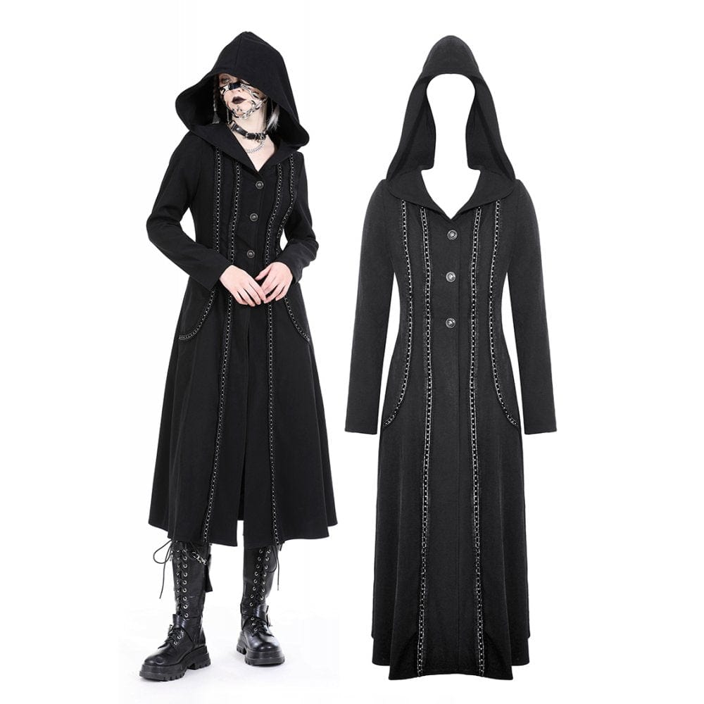 Darkinlove Women's Punk Ruffled Jacket with Hood