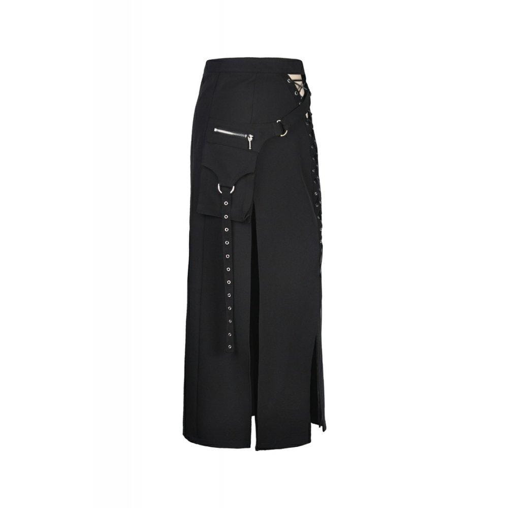 Darkinlove Women's Punk Sexy Slit Irregular Long Skirts