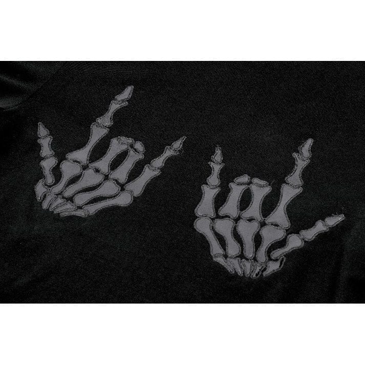 Darkinlove Women's Punk Skeleton Hand Long Sleeved Top