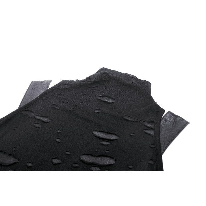 Darkinlove Women's Punk Stand Collar Ripped Vest