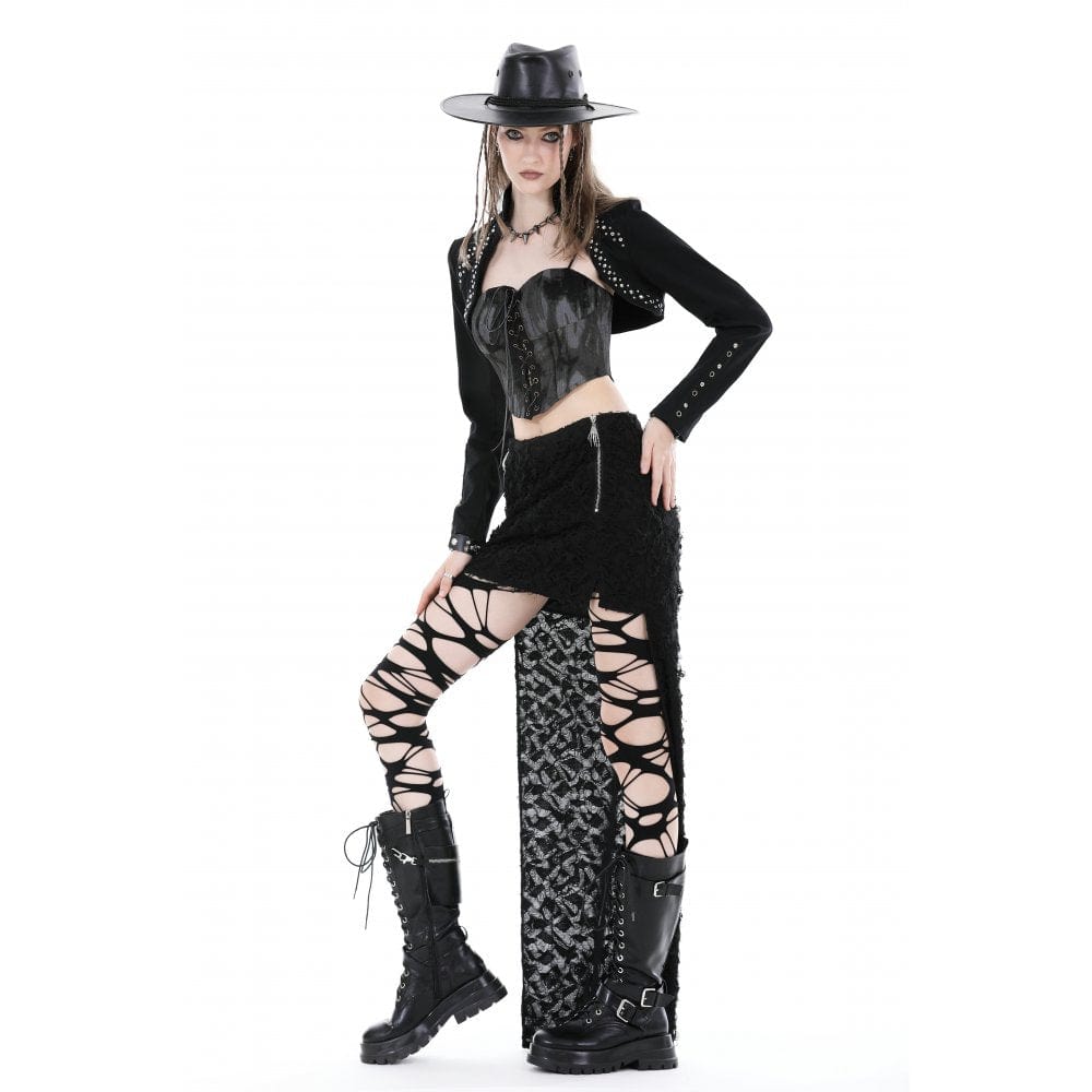 Darkinlove Women's Punk Stand Collar Studded Cape