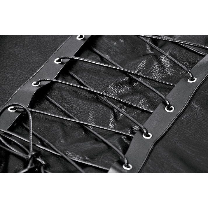 Darkinlove Women's Punk Straps Diagonal Zipper Faux Leather Vest