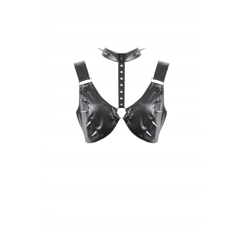Darkinlove Women's Punk Studded Faux Leather Bustier