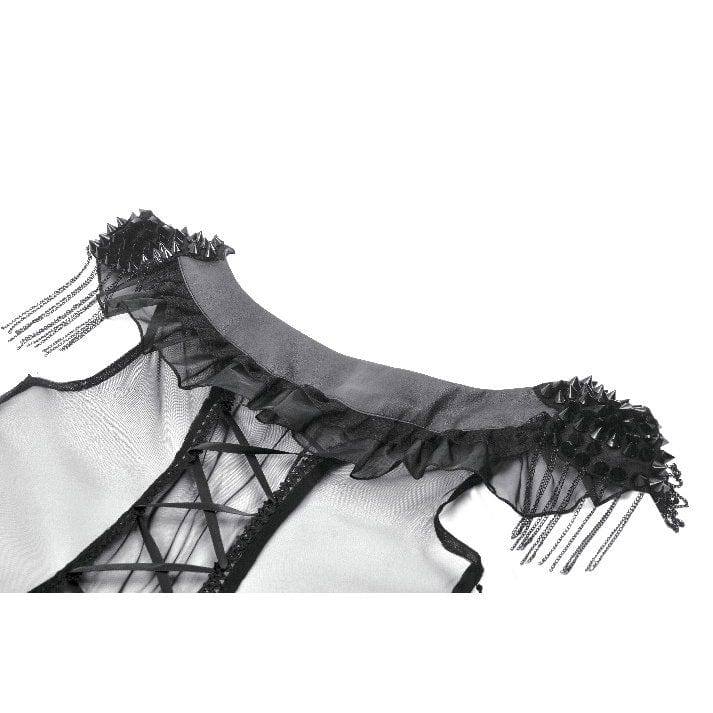 Darkinlove Women's Punk V-neck Multilayered Mesh Dress